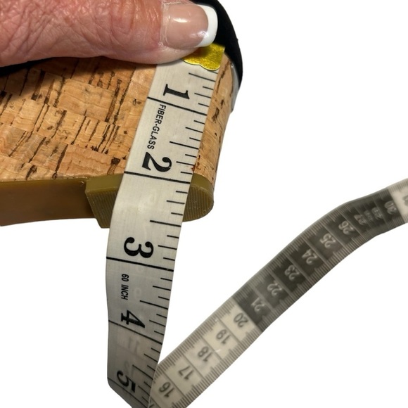 Etienne Aigner Black Canvas Wedge Heel open toe Pumps 8 - Picture 15 of 16